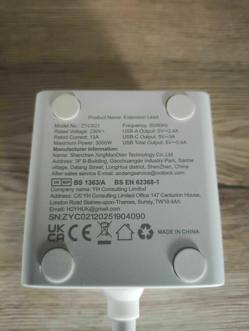 Kostka Rozgałęźnik Adapter USB C Przedłużacz Elektryczny