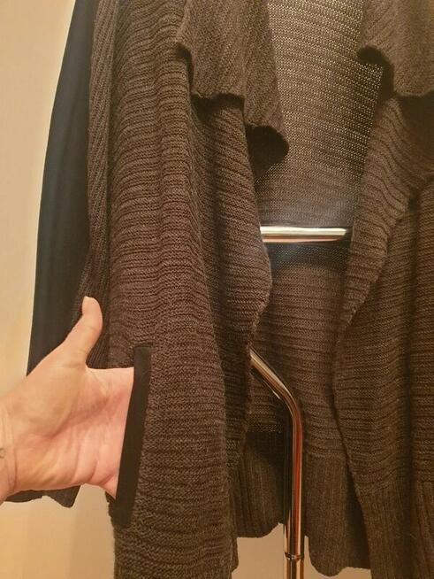 Kardigan brązowy M / L narzutka z kieszeniami