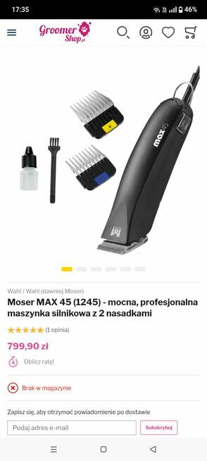 Maszynka do strzyżenia zwierząt firmy MOSER Polecam