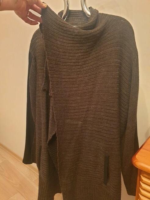 Kardigan brązowy M / L narzutka z kieszeniami
