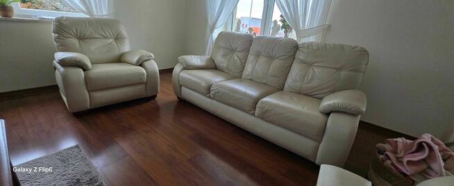 Kanapa + 2 fotele skóra naturalna