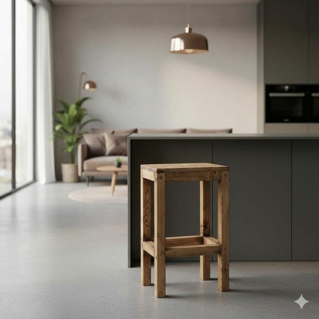 Hoker drewniany / krzesło barowe / stołek barowy – styl LOFT