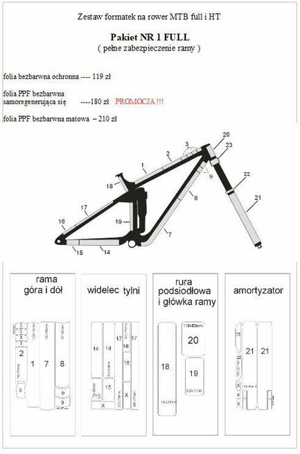 Folia ochronną na rower gotowe formatki