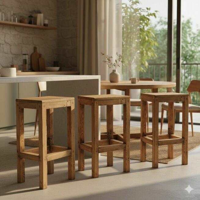 Hoker drewniany / krzesło barowe / stołek barowy – styl LOFT