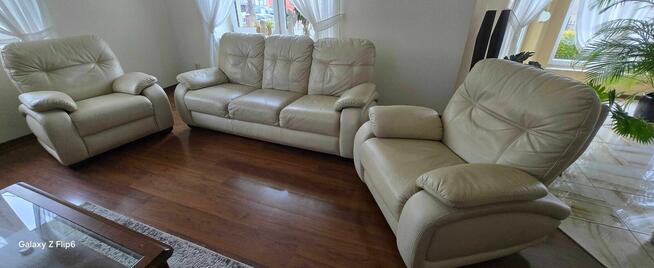 Kanapa + 2 fotele skóra naturalna