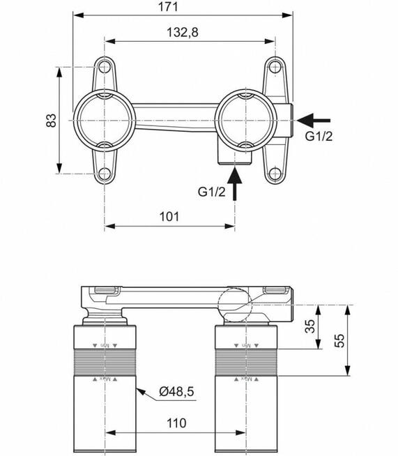 Ideal Standard Element podtynkowy do baterii umywalkowej A1