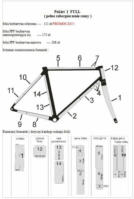 Folia ochronną na rower gotowe formatki