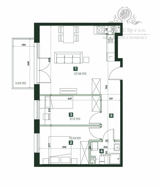 Mieszkanie 3pok. o pow 54,90m2 z balkonem 5,2m2/ Żerniki
