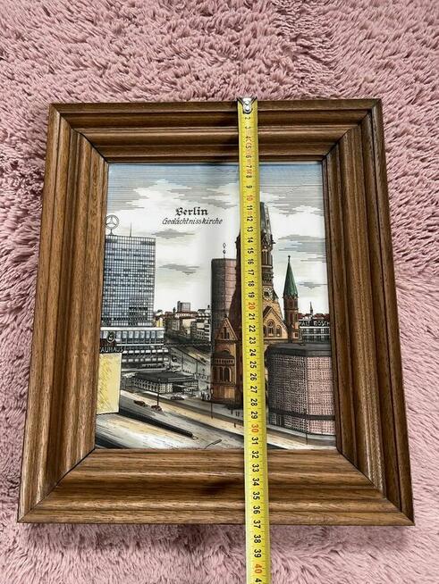 Porcelanowy/ ceramiczny obraz w drewnianej ramie