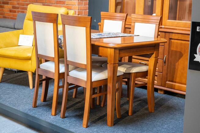 Stół Bukowy 120x85cm + 2x40cm + 4 krzesła