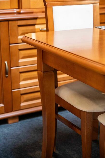 Stół Bukowy 120x85cm + 2x40cm + 4 krzesła