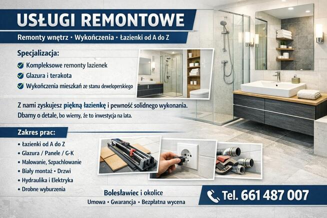 REMONTY MIESZKAŃ KUCHNI ŁAZIENEK POKOI SOLIDNIE 661487007