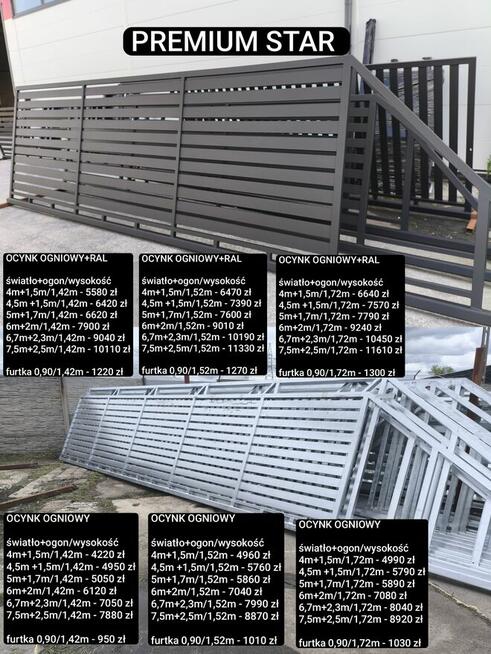 Brama przesuwna 4m wypełnienie panel aluminiowy, inne modele