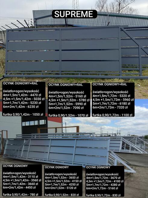 Brama przesuwna 4m wypełnienie panel aluminiowy, inne modele