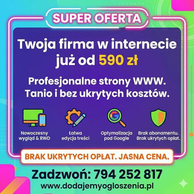 Własna strona WWW od 590 zł - profesjonalnie, bez przepłacania