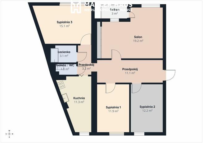 Duże, przestronne mieszkanie w centrum - 90,8 m2