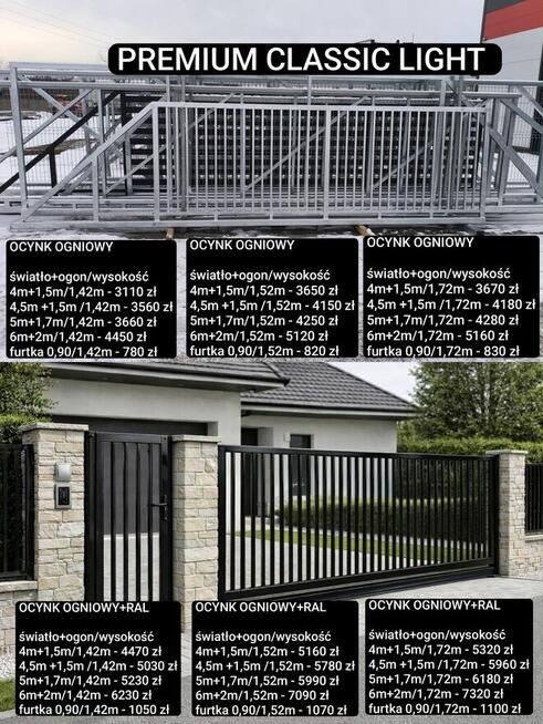 Brama przesuwna 4m wypełnienie panel aluminiowy, inne modele