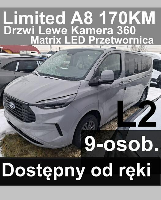Ford Transit Custom Limited 170KM A8 DrzwiLewe Matrix Led Niska Cena od ręki 9-os. 2492zł