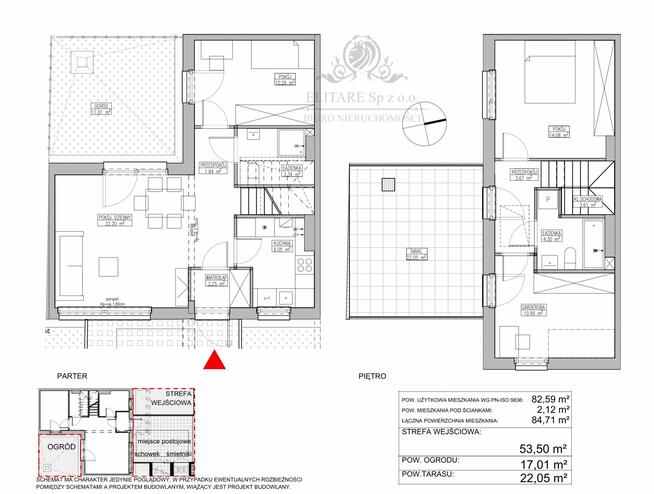 Mieszkanie Atrialne 82,59m2+ogr.17,01m2+ taras22,05m2+mp/ Jagodno