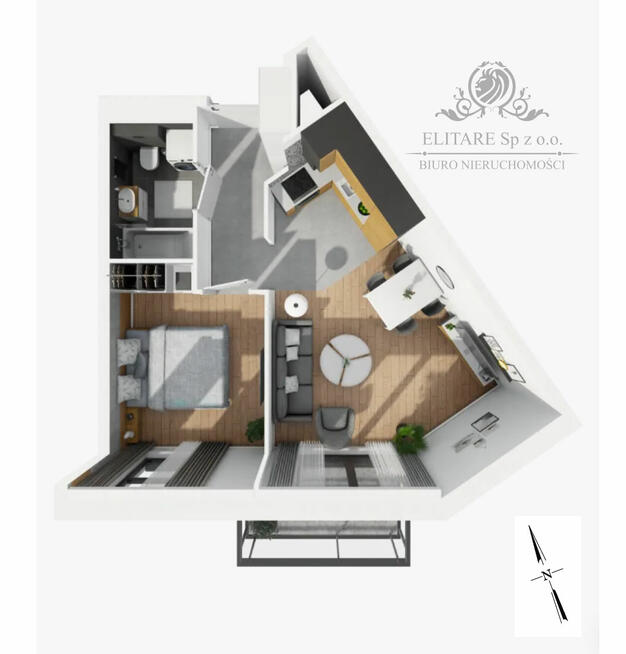 Piękne mieszkanie 2pok. o pow 38,20m2 z balkonem/ Partynice Braterska