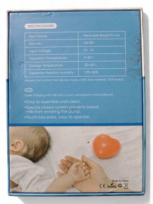 Laktator muszlowy bezprzewodowy mobilny YM-801