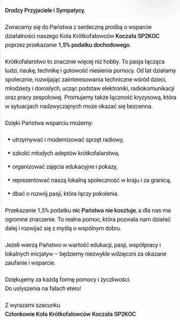 Pomoc przekaz 1.5% podatku