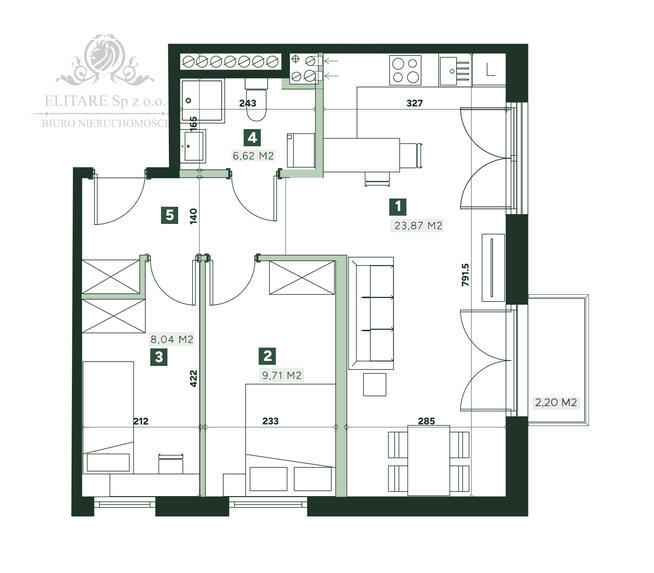 Mieszkanie 3pok. o pow 52,06m2 z balkonem 2,2m2/ Żerniki