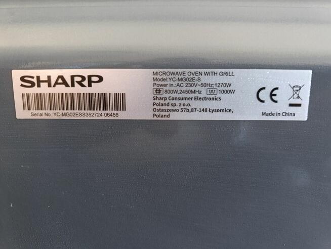 Kuchenka mikrofalowa Sharp YC-MG02E-S Grill 800W