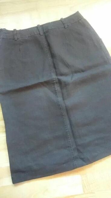 Spódnica HM lniana brąz dekatyzowana z kieszeniami M