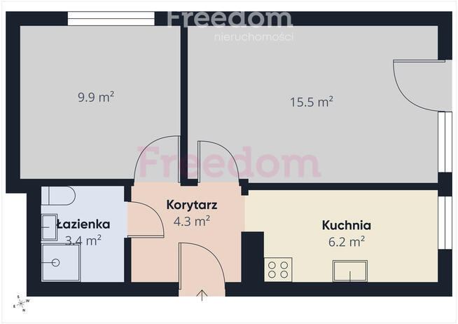 Jasne 2 pokoje z kuchnią - idealne dla aktywnych