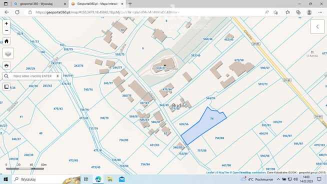 Rudno, działka budowlana 1400 m2