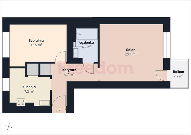 Przestronne 2 pokoje z balkonem – Niepodległości