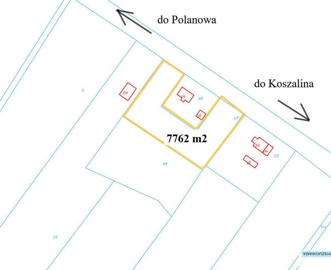 Szczeglino Mokre działka 7762 m2 przy drodze