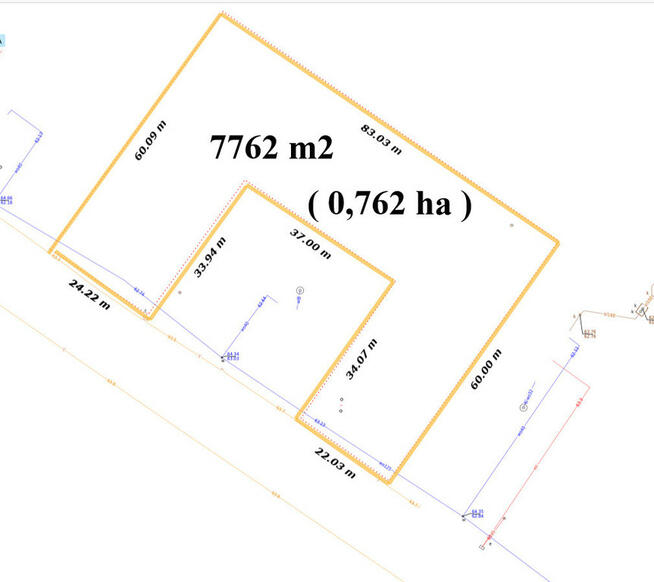 Szczeglino Mokre działka 7762 m2 przy drodze