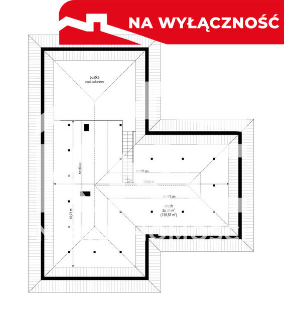 Nowy dom parterowy z antresolą.