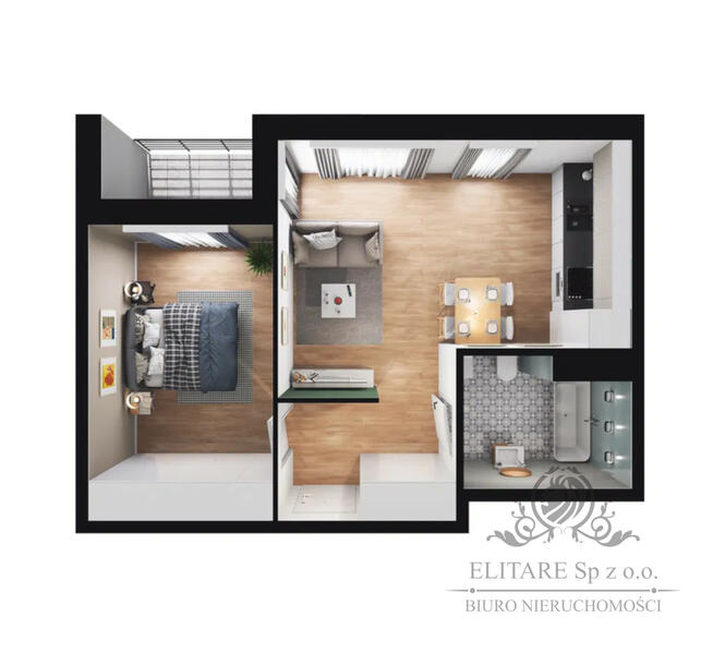 Apartament 2 pok. 42,02m2 z loggią, ogrzewanie miejskie /obok Sky Tower