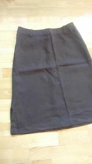 Spódnica HM lniana brąz dekatyzowana z kieszeniami M