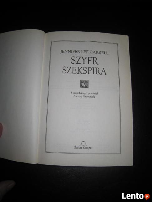 Szyfr Szekspira, autor Jennifer Lee Carrell