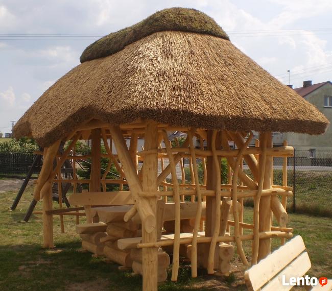 Altanka z bali kryta strzechą, altany na zamówienie