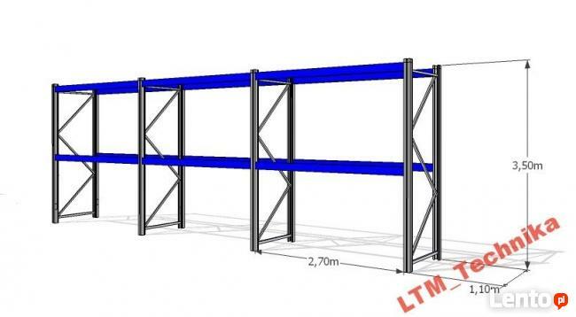 Regały paletowe, magazynowe 3,5m 1000kg x 27 palet