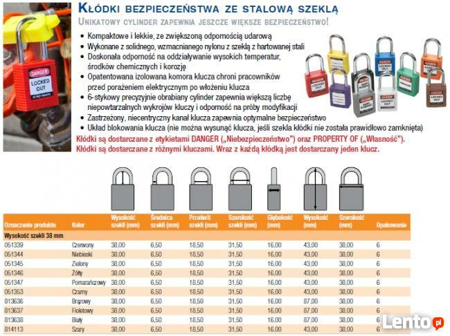 Kłódka Lockout-Tagout ze stalowym kabłąkiem 38mm