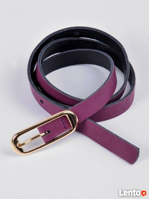 śliwkowy pasek Top Secret 100% skóra