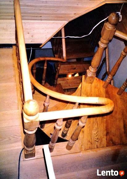 Schody drewniane, kręcone, proste, ażurowe, zabiegowe