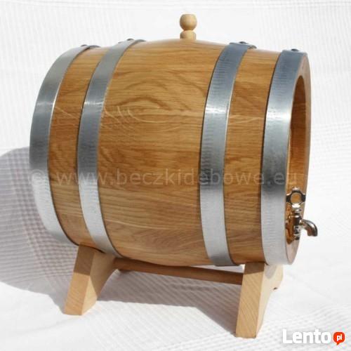Beczka dębowa 3 litrów kran drewno - Idealna na stół Weselny