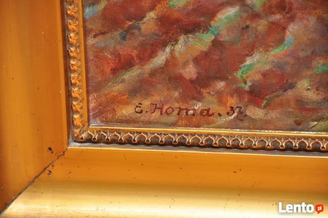 JEDYNY ORYGINALNY OBRAZ OLEJNY * PEJZAŻ * E. HOMA 1937 r.