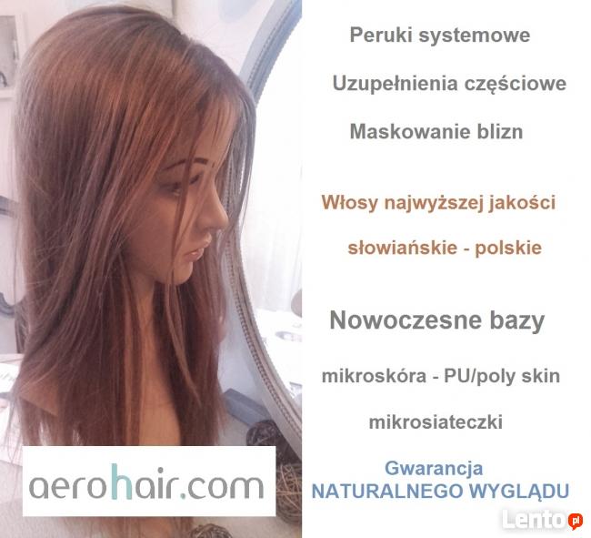 Peruki naturalne nowoczesne, systemowe