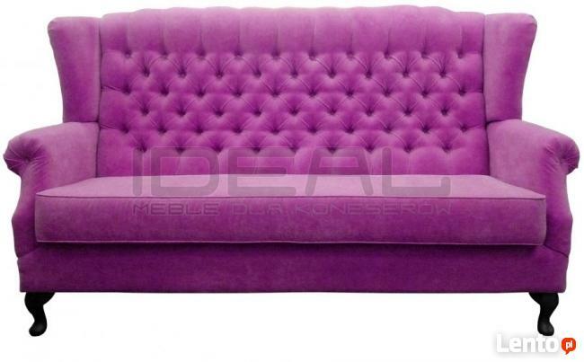 Stylowa sofa Chesterfield Uszak w tkaninie