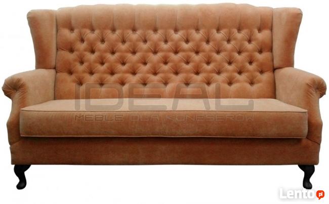 Stylowa sofa Chesterfield Uszak w tkaninie