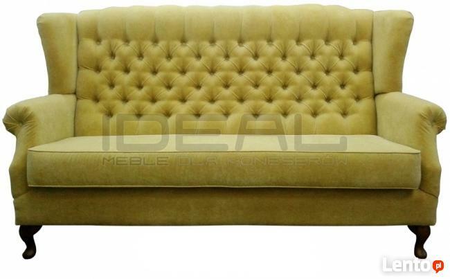 Stylowa sofa Chesterfield Uszak w tkaninie