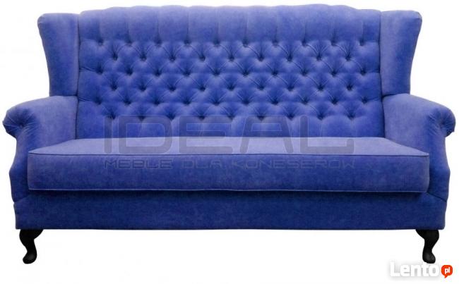 Stylowa sofa Chesterfield Uszak w tkaninie